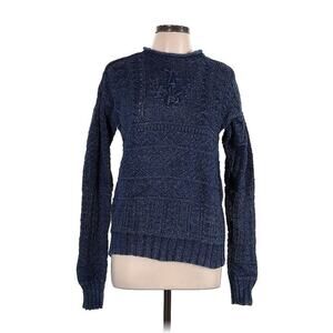 VTG Polo Ralph Lauren Cotton Knot Knit Blue Nautical Sweater Rolled Neck L